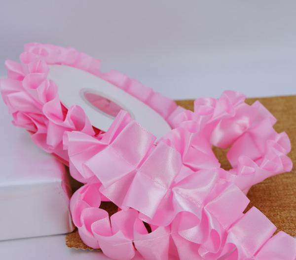 5cm/5m White Folded Pearls Bouquet Packaging Ribbon Flower Shop and Fabric Lace Edging