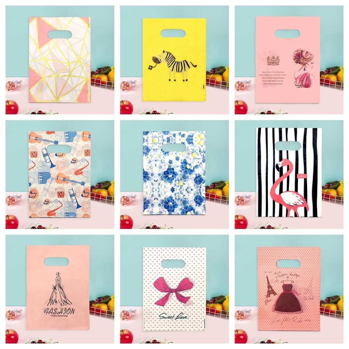 Wholesale PE flat-mouth clothing store bag manufacturer advertising gift plastic handbag with logo plastic shopping bag