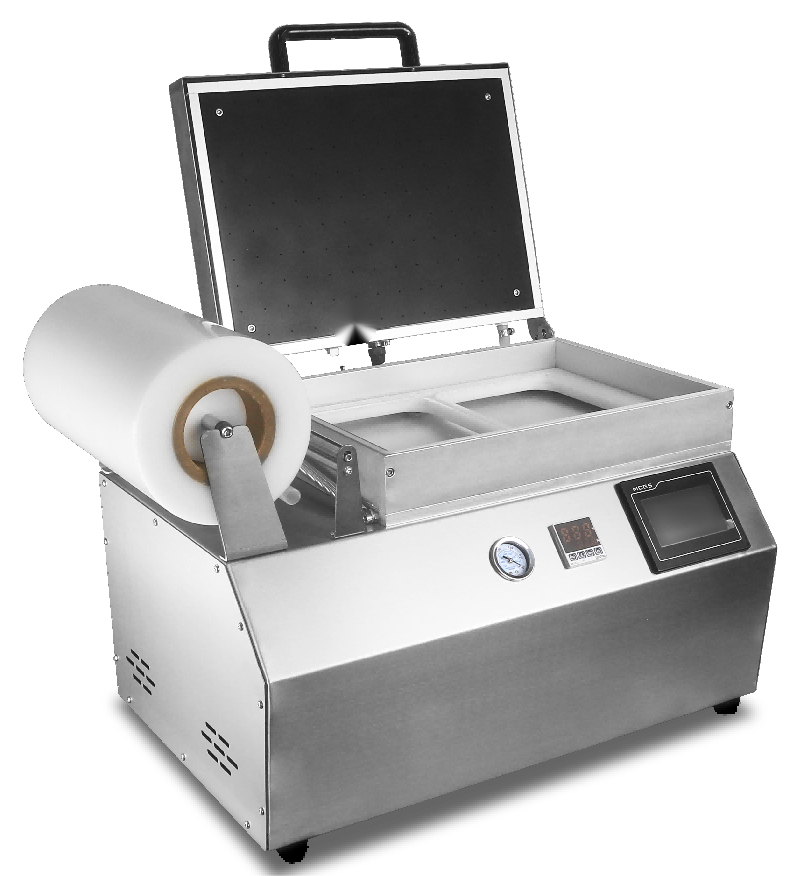 Touchscreen Control Hand Pressed Plastic Tray Vacuum Skin Sealing Machine DQ320VST with Food Grade 304 Stainless Steel