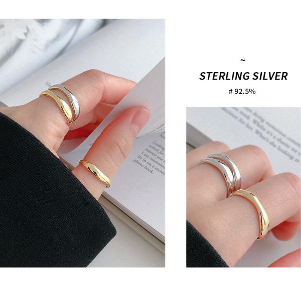 Lanciashow Unique 925 Solid Silver Jewelry Irregular Open Ring For Women Geometric Shape