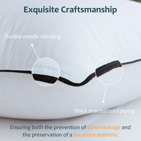Queen Size Hungarian Goose Down Pillow Perfect for Back Side and Stomach Sleepers