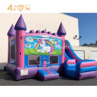 Unicorn Château gonflable avec glisser pour la fête d'anniversaire Moonwalk gonflable