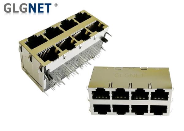 2x4 Multiple Port RJ45 Multiple Port Connectors Green Yellow LED For 1G Network Switches