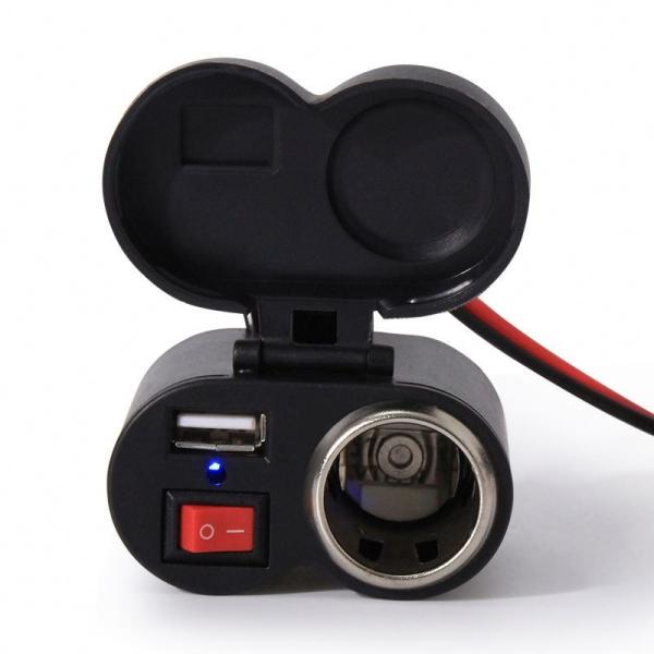 Cell Phone 5V 2A Motorcycle USB Charger Cigarette Lighter 130cm Wire