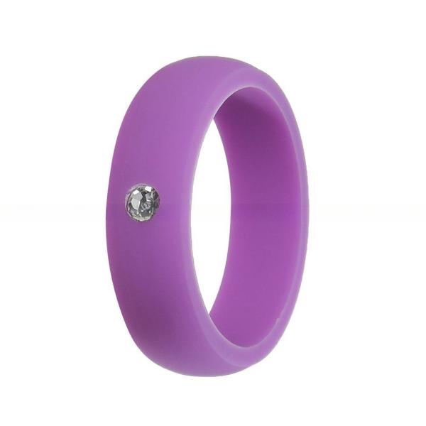 Wedding Silicone Rings Breathable 5.7mm with Cubic Zirconia Inlay Multi Colors