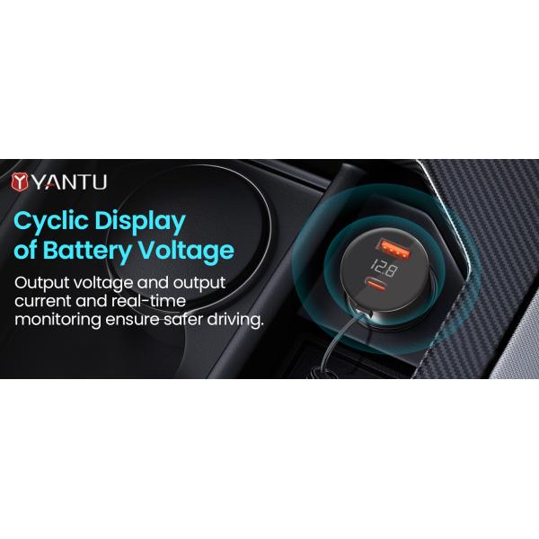 High Power 12V 24V PD QC 3.0 USB-C Dual Type-C Car Charger for Laptop and Mobile Phone