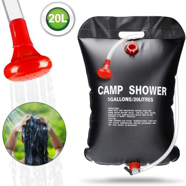 20L Outdoor Portable PVC Solar Shower Heated Water Bag for Travel Beach Camping
