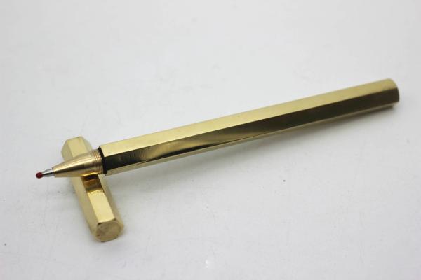 hot sales hexagonal shape brass material advertising gift metal pen
