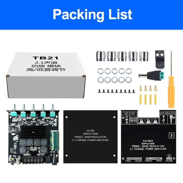 CA-TB21 2.1 канал BT субвуферный усилитель Аудиокарта 2*50W+100W 12-24V AMP