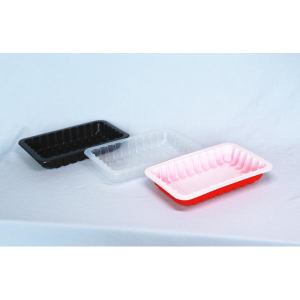 220 X 140 X 35MM PP Disposable Plastic Blister Tray Rectangle Black Plastic Meat Trays