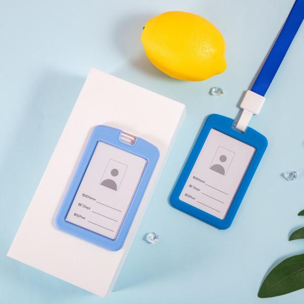 Silicone ID Name Badge Card Case Protector With Retractable Cord and Breakaway Buckle