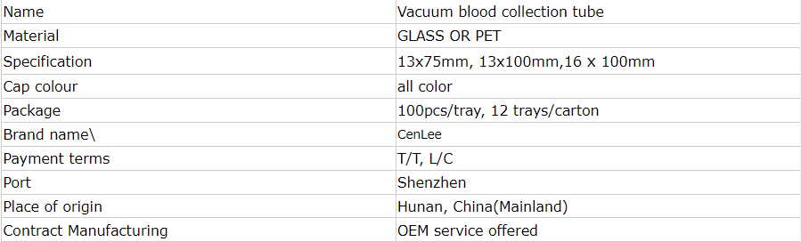 Best Selling Medical Disposable Different Size Vacuum Blood Collection Laboratory Test Tube