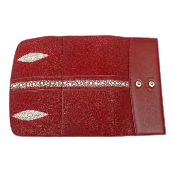 Stingray Skin Unisex Men Long Trifold Wallet Large Male Card Holders Genuine Leather Deep Blue Female Large Clutch Purse