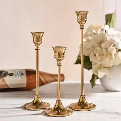 Candeeiro de ouro conjunto de 3 Candeeiros para decoração de mesa de casamento
