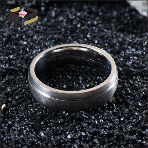 Anillo de compromiso de titanio, anillo offset, ranura mate, cepillado, 6 mm, 8 mm para hombres, mujeres.