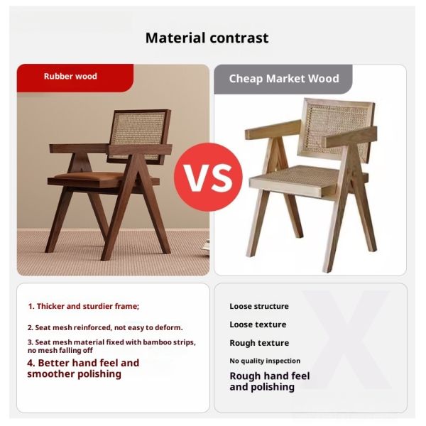 Eco-friendly Solid Wood PU Rattan Weaving Backrest Armchair Premium Comfort for Apartment Hotel Dining Rooms-Modern Design
