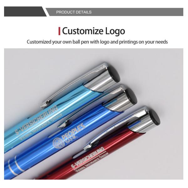 Portable Smooth Writing Ball Pen 1.0mm Strong Metal Clip Ball Pen Customized Logo