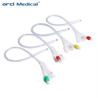 Catéters d' urine à chaud jetables stériles 100% silicone 3 voies Catéters de silicone de type Foley standard