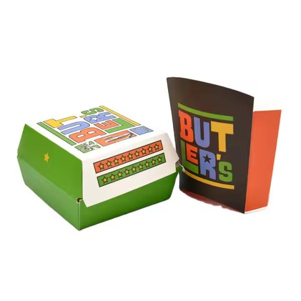 Eco-Friendly Containers Biodegradable Kraft Paper Fast Food Packaging for Custom Logo Burgers Paper Type Paperboard