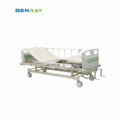 Dois sistemas de manivelação manual cama de hospital médico com protetor de para-choque