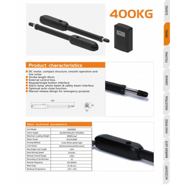 Double Leaf Swing Gates Motor 400kg Lockmaster Automatic Wifi Mobile App Control