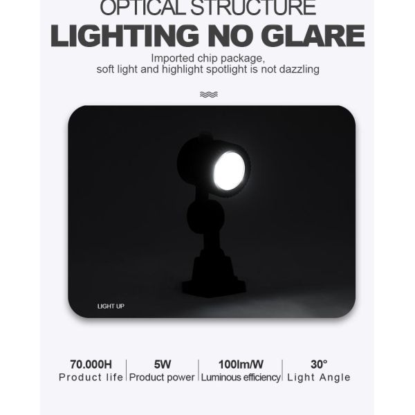 Lámpara de trabajo de cuello de cisne ajustable, portátil, con brazo corto, luz LED para máquina