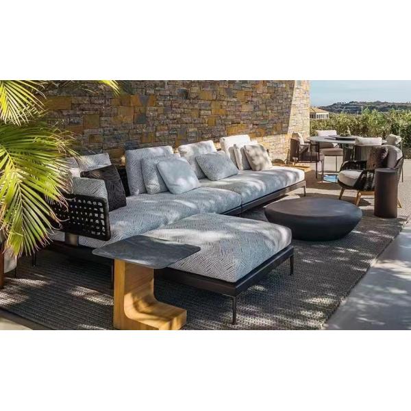 Aluminum Frame Braided Roap Rattan Outdoor Sofa And Table Set Leisure Patio Furniture