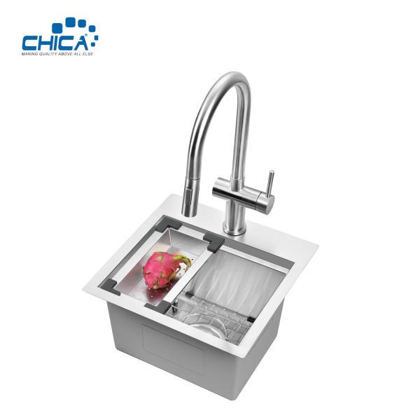 topmount handmade house kitchen sink SUS304 stainless steel single bowl sink