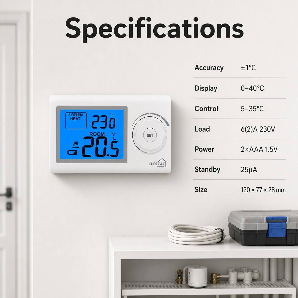 Riseem 230VAC Non - programmable Temperature Controller Digital Heating Boiler Room Thermostat
