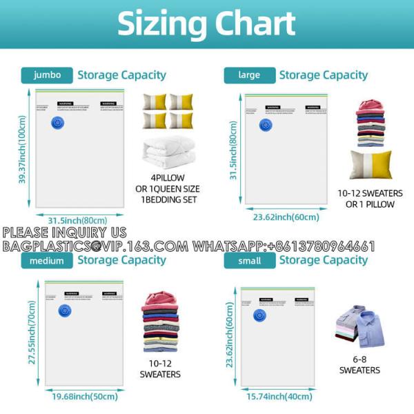 Clothing Vacuum Compression Bag With Hand Pump Space Saver Storage Pouch Travel Storage Bags