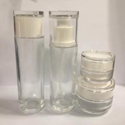 Round Recycled Glass Cosmetic Jar and Lotion Bottles Skincare Packaging OEM Painting and Silkscreen For Makeup