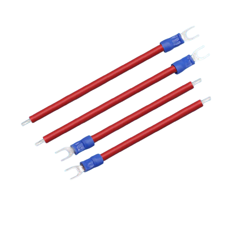 ODM Spade Fork Terminal Pre‑Crimped Jumper Wire Harness, Dual‑End Spade & Spade‑to‑Ferrule Jumper Cable Assembly for Terminal Block Battery Pack,Wire Harness Bulk Supplier