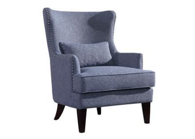 Nail Decor Blue Occasional Chair Removable Seat Cushion Blue Velvet Club Chair
