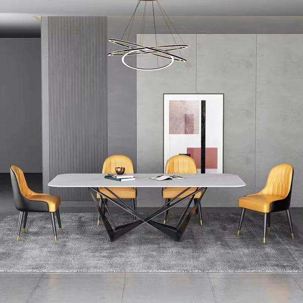 Керамический металлический обеденный стол с крестовыми ногами, прямоугольный кре