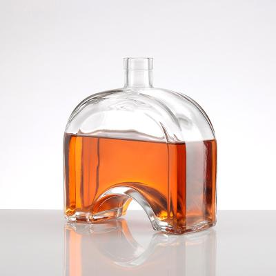 Clear Empty Glass Liquor Bottles With Cork Lid for Brandy Whiskey Rum Gin Hot Stamping