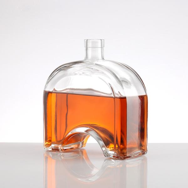 Clear Empty Glass Liquor Bottles With Cork Lid for Brandy Whiskey Rum Gin Hot Stamping