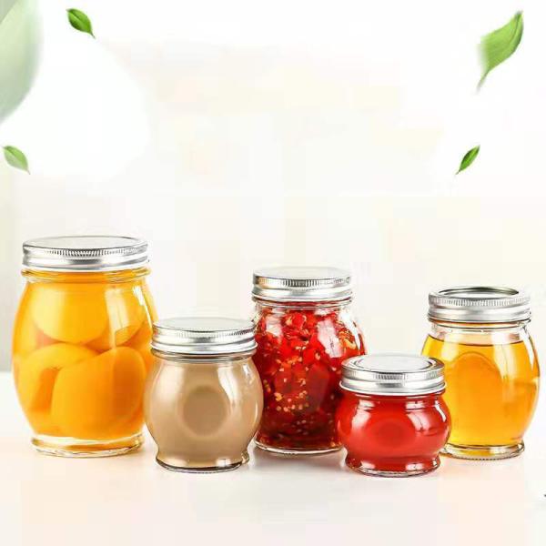 Food Container Clear Glass Honey Jar With Metal Cover BPA Free Reusable