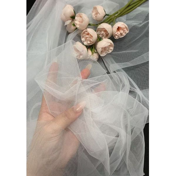 White 100% Nylon Soft SOILD Mesh Fabric 150cm Eco-Friendly for Garment Shoes Children's Clothing Wedding Dresses Home Decor