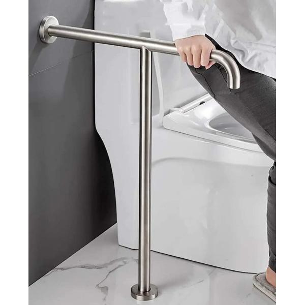 T Shaped Stainless Steel Grab Bar With Mirror Polishing Brushed Nickel Color