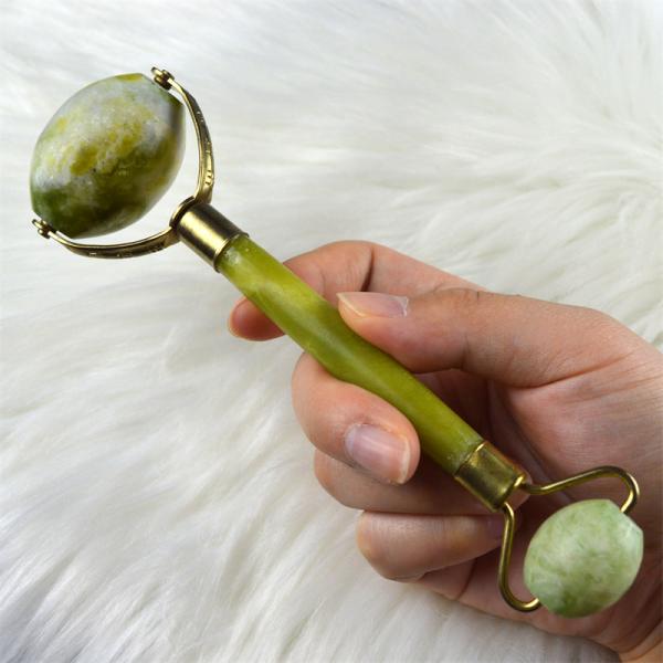 Custom Logo Availabled 100% Natural Xiuyan Jade Face Guasha Roller Green Jade Facial Gua Sha Massager Stone Skin Care