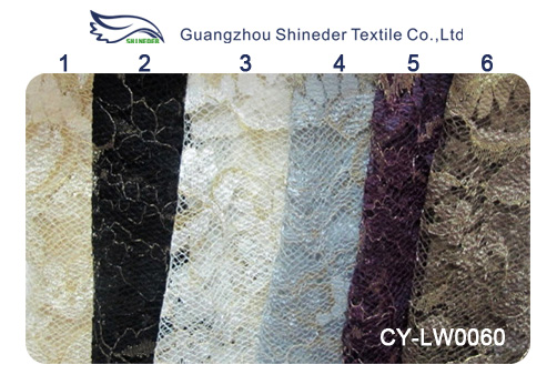 Water Soluble Gold Metallic Embroidered Lace Fabric For Wedding Dresses