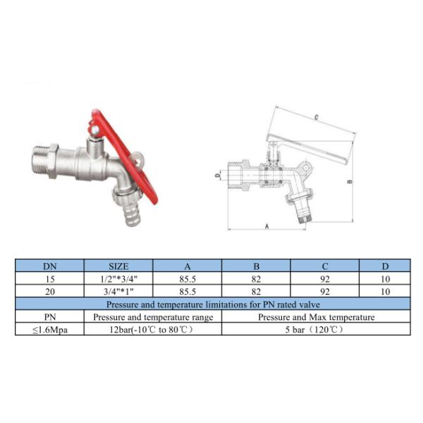 Lock Handle Washing Machine Bibcock , Brass Body Chrome Hose Bib Faucet