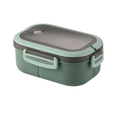 Caixa de almoço de plástico Bento Caixa de almoço de camada dupla Caixa de microondas segura 1200 ml Verde
