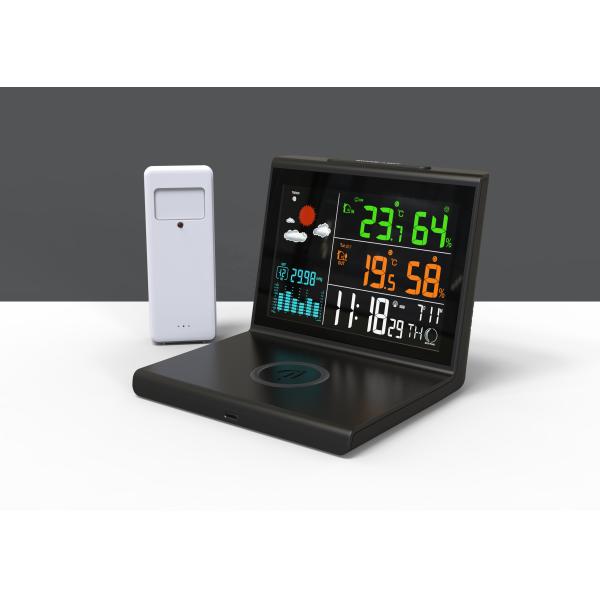 CE ROHS Stations météorologiques pour la maison Station météorologique sans fil en plastique avec chargeur sans fil