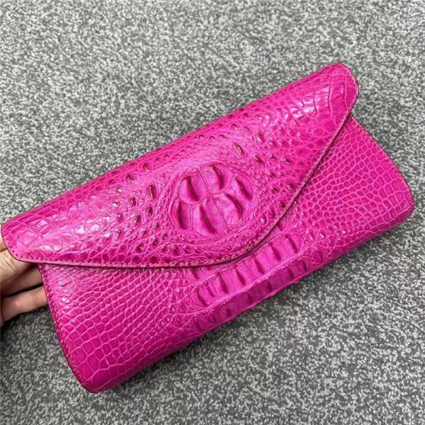 Authentic Crocodile Skin Women Envelop Clutch Genuine Alligator Leather Lady Chain Purse Bag Female Cross Shoulder Bag