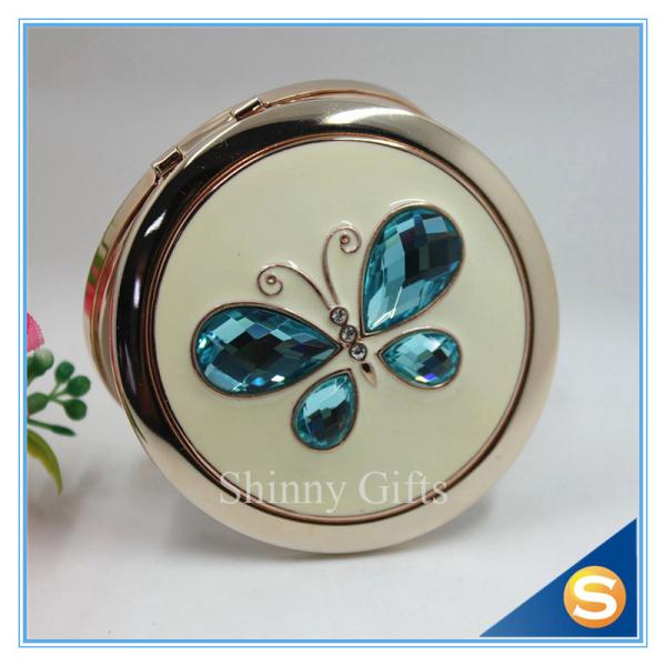 Shinny Gifts Fashionable Fancy Butterfly Design Folding Double Sides Metal Pocket Mirror