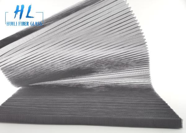 Black Gray 20*20 Plisse Insect Screen Fiberglass Screen Fabric 200m / Roll