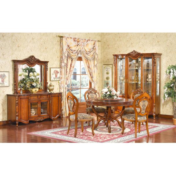Villa European Style Dining Room Furniture Solid Wood Table And Chair Set