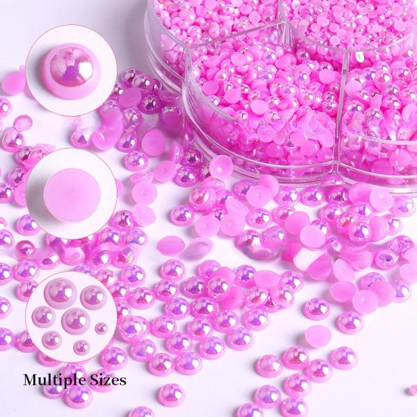 Resin Pearls Charms for Nails Salon Half Round Back Pearls Decoration Rhinestones Nail Art Charms Beads