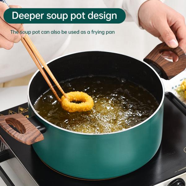 Hot Selling 20cm 24cm Korean Cookware Kitchen Non Stick Cooking Pot Aluminum Soup Stock Pot With Glass Lid